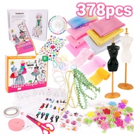 378 Pcs Fashion DESIGNER KIT DIY Sewing Kit DIY Arts and Crafts KIT FOR KIDS Doll Clothes Making Kit