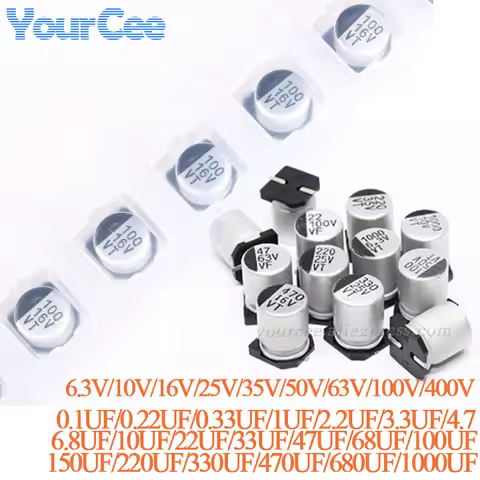 10pcs 6.3V 10V 16V 25V 35V 50V 63V 100V 400V SMD Electrolytic Capacitor Aluminum 1UF 4.7UF 10UF 47UF