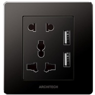 FF Stop Kontak USB ARCHITECH Universal Diamond Black (Not Panasonic)