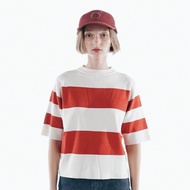 CIRCULAR - Red and White Knitted Crop T-shirt  (Women)