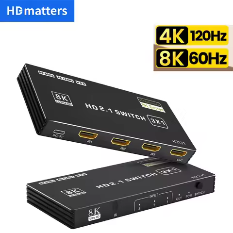HDMI 2.1 Switch 4K 120Hz HDR 60Hz 4K/8K HDMI Auto Switch 3 in 1 out HDMI Switcher Slector Hub Switch