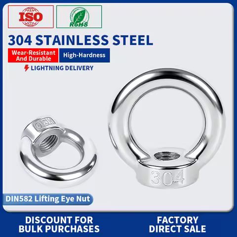 DIN582 Lifting Eye Nut 304 Stainless Steel Ring Nuts Marine Grade Heavy Duty Lifting Eyenut M4 M5 M6