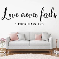 Love Never Fails Vinyl Wall Sticker 1 Corinthians 13:8 Christian Bible Verse Window Glass Decal Scri