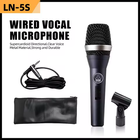 LN5S Handheld Dynamic Vocal Microphone With Switch Wired Mic HD Sound For Recording Singing Party Ka