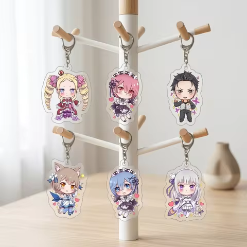 Anime Re Zero Acrylic Keychain 6CM Q Version Natsuki Subaru Ram Rem Felix Argyle Emilia Bag Charm Fa