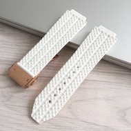 สายนาฬิกาข้อมือยางซิลิโคนสีขาวดำขนาด25*19มม. สำหรับ HUBLOT Big Bang Series สายนาฬิกากันลื่น HB สร้อย