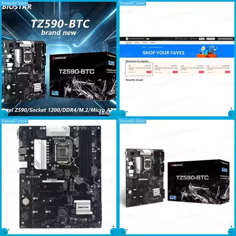 For BIOSTAR TZ590-BTC Z590 LGA 1200 Motherboard Micro ATX DDR4 8xPCIe 3.0 M.2 For Intel i5 10400F i7