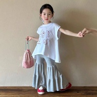 Walibaby Cute Girl Set 2-Piece Set: Printed T-Shirt + Bell-Bottom Pants 414