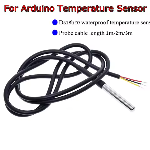 TZT 1/3PCS DS1820 DS18B20 Stainless steel package Waterproof DS18b20 temperature probe temperature s