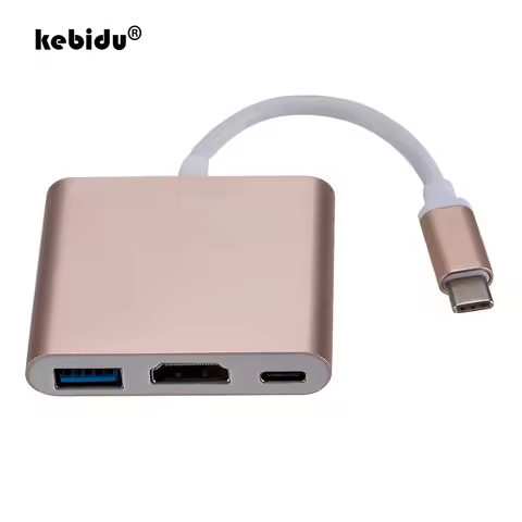 kebidu Type c to HDMI-compatible Converter Adapter Usbc to HDMI-compatible/USB3.0/Type C Adapter Typ