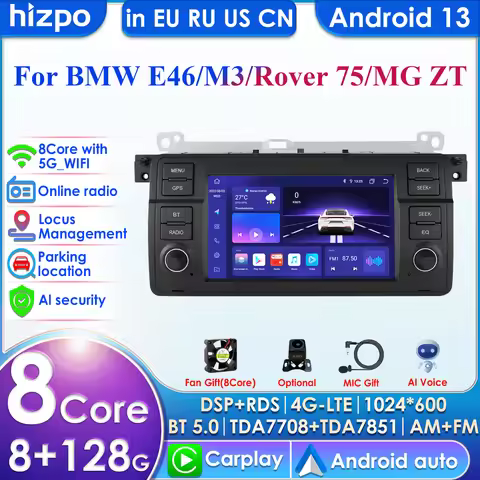 7 Inch 8G 128G AI Voice 2Din Android Auto Radio for BMW 3 E46 M3 318 320 325 330 335 Carplay 4G NET 