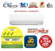 MITSUBISHI ELECTRIC MUYGN18VA + MSYGN18VA INVERTER SINGLE SPLIT AIRCON + FREE Installation + FREE Delivery + FREE $100 SERVICING Voucher + Dismantle &amp; Disposal Old Air-Con Unit