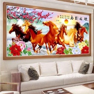 Needlework,DIY landscape eight horse sun rising Cross stitch,Sets For Embroidery kits Cross-Stitch,Wall Home Decro