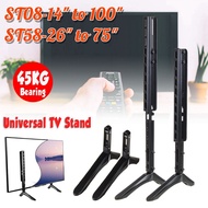 14-100 inches Universal Table TV Stand Base LCD Flat Screen Table Top Pedestal Mount Iron Easy Installaation Load Up