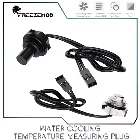 FREEZEMOD Watercooling Temperature Measuring Plug, 3950 Thermometer Sensor 10K Waterproof,Short Or L