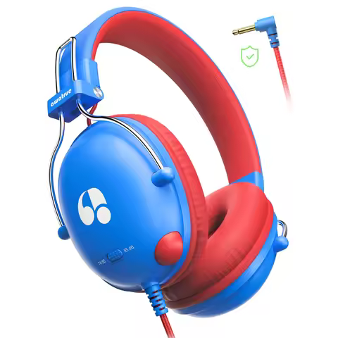 Awatrue Kids Headphones 74/85dB Safe Volume Limit Stereo Wired on-Ear Headphones for Kids Boys Girls