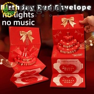 MXGOODS 3D Birthday Cake Card, 6/8/10 Slots Chinese Style Red Envelope Card, Blessing Bag Best Wishe