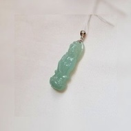 天然A貨 緬甸玉翡翠 企觀音 手持觀音竹 純銀吊墜 一個