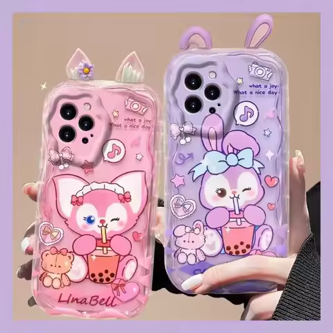 3D Ears StellaLou LinaBell Case For Iphone 17 16 Pro Max 17 Air 15 14 13 12 11 Pro Max 16e Plus12 13