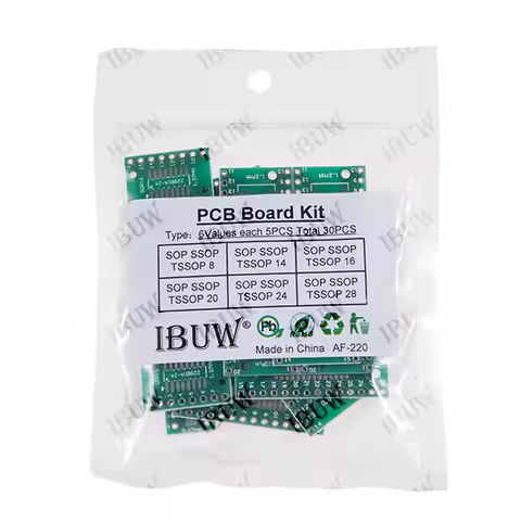 30PCS 6Values SOP SSOP TSSOP PCB Adapter Board Kit for SOP8/14/16/20/24/28 IC Prototype Electronic k