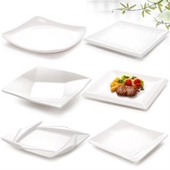 A5密胺盤子正方形塑料碟子餐廳商用四方翹角盤仿瓷餐具快餐炒菜盤