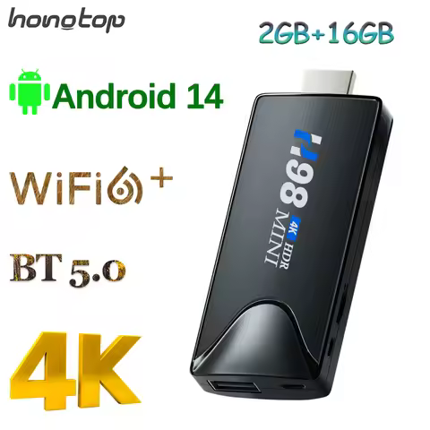 H98MINI Android Mini TV Stick Android 14 Quad Core Support 4K 6K HD TV Box H.265 2.4G5G Wifi BT5.0 S