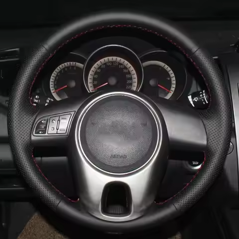 Non-Slip Black Leather Braid Car Steering Wheel Cover For Kia Forte Kia Soul Kia Rio 2009-2011 Auto