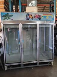 (中古)三門冷凍玻璃展示冰箱【巷仔口冷凍設備】