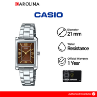 Jam Tangan Wanita Casio LTP-1234DD-5A Brown Dial Silver Stainless Steel Band