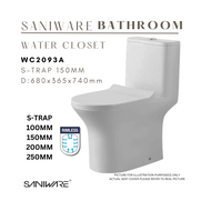 SANIWARE WC2093A Elegant Rimless One-Piece Water Closet S-Trap 100/150/200/250mm - High-Quality Bath