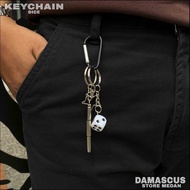 GANTUNGAN Carbiner Kaychain Keychain Y2K Carbiner kalcer skena motor pants bag BLACK WHITE DICE