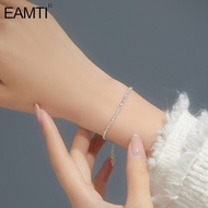 EAMTI S925 Sterling Silver Broken Silver Bracelet for Women Minimalist and Chic Fashion Bracelet