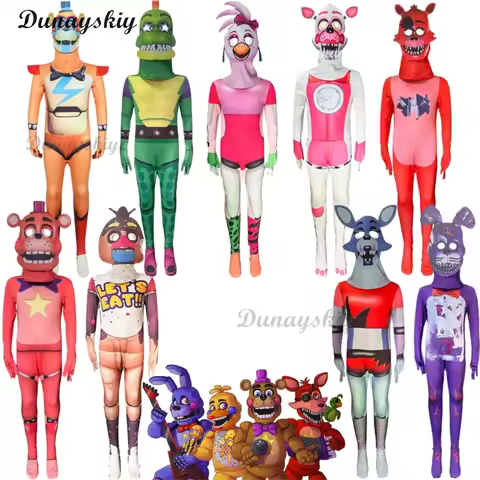 Game Five Nights Freddy Fazbear Bonnie Rabbit Chica Chicken Foxy Pirate Cosplay Costume Anime Horror