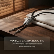 Cicada-Shaped Polo Tie Retro Metal Pendant Black Braided Rope Men's Shirt Western Style Accessories 