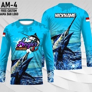 jersey mancing mania baju mancing custom kaos angler lengan panjang - biru xxl