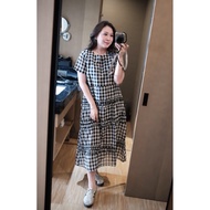 BIG SIZE LAYERED PLAid DRESS-21273