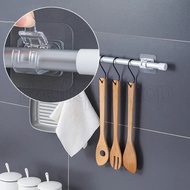 [ Featured ] Nail-Free Clamp Hooks Wall Hanging Storage Hooks Towel Rod Hook Bathroom Kitchen Hangers Hooks Self Adhesive Curtain Rod Bracket No Drill Drapery Hooks Holder