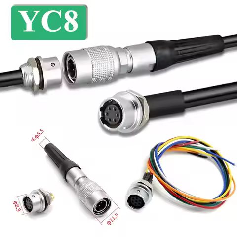 YC8 2 3 4 5 6 7 Pin Push-pull Aviation Plug Male Female Quick Docking Connector M8 Gold Plating Plug