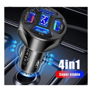 [SG FREE ] High Quality Super Fast Charger / 66w 4-In-1 Car Charger / Multifunction Portable Digital