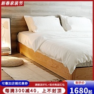 Solid Wood Bed Tatami Bed Frame Nordic Simple Lazy Japanese Ins Loft Loft Style Floor Trundle Bed No Bedside