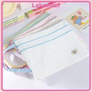 LAKA File Bag, Three Layers Large Capacity Handbag, Multi-functional A4/A5 Polka Dot Design Exam Pap