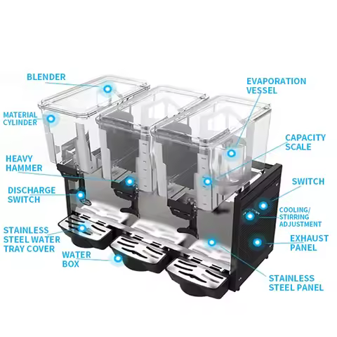 Cold Drink Dispenser 15L*3 Tanks Mix Type Juice Dispenser Commercial Automatic Beverage Machine Cold