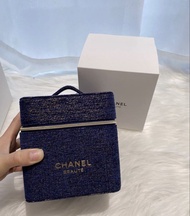 CHANEL香奈兒聖誕星空藍色毛呢化妝箱收納包收納箱首飾品儲物盒雜物筒CHANEL Storage Bag Jewelry Storage Box