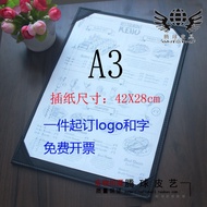 Leather Single and Double-Page Insert Angle Menu Book 3 Pages A4 Menu Holder Spectrum Book Cover Men