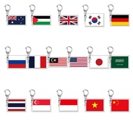 GANTUNGAN Transparent Acrylic Flag Keychain Keychain Souvenir Festival Gift Flag Keychain Figure Gif