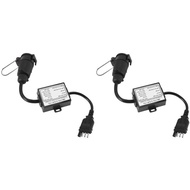 2X US To Europe Trailer Light Converter 4 Way Flat Socket (American Vehicle) To 7 Way Round Socket (