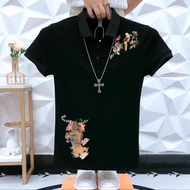 Áo thun nam cộc tay - Họa tiết thêu hoa và hình hổ đọci lạ - Chất thun da cá siêu mát - H87