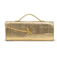 Snakeskin Woven Baguette Bag