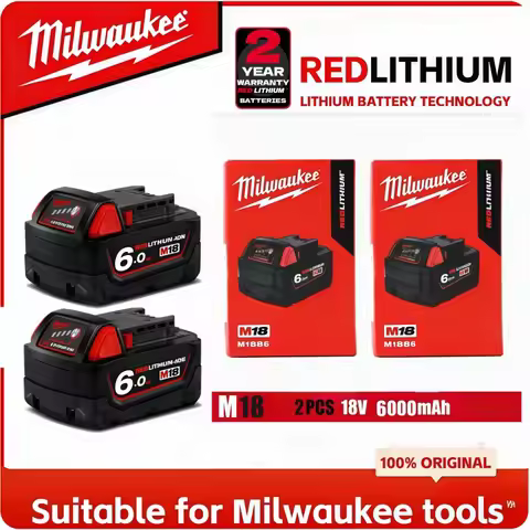 100% Original M18 Milwaukee 6.0Ah 18V Battery M18B6 Suitable for Milwaukee Power Tools Rechargeable 