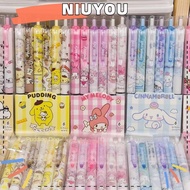 NIUYOU 6Pcs Gel Pens, 0.5mm Sanrio Black Press Pen, Refill Kuromi Cartoon Melody Stationery Supplies Gift